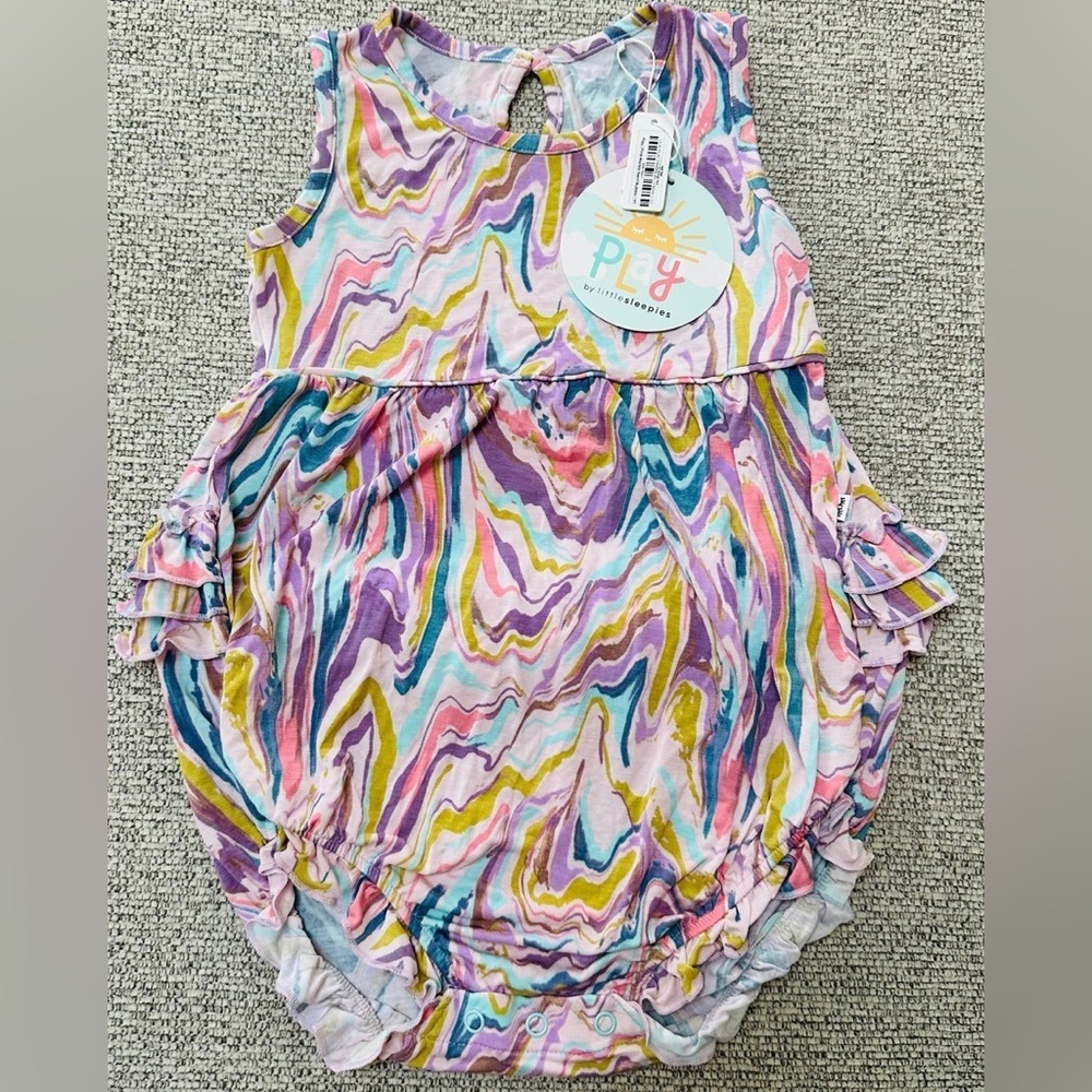 Pink marble swirl bubble Little Sleepies NWT